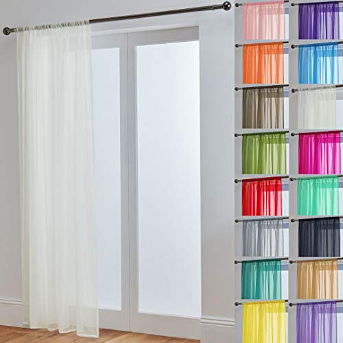 John Aird Lucy Voile Curtains - Rod Pocket Slot Top - Net Curtains - 1 Panel (Cream, 58 Wide x 81 Drop)