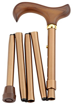 Gehstock Gehhilfe Mini-Faltstock bronze mit Stocktasche