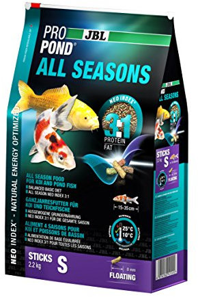 JBL Ganzjahresfutter für Koi, Schwimmende Futtersticks, Saisonfutter, ProPond All Seasons, Größe S, 2,2 kg