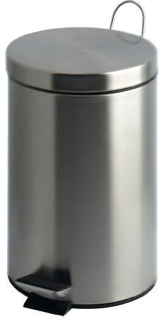 V-Part VB 222212 - Pattumiera a Pedale Rotonda, in Acciaio Inox Opaco, con Secchio Interno in plastica, 12 l