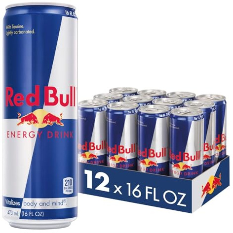Red Bull Energy Drink with 151mg Caffeine plus Taurine & B Vitamins, 16 Fl Oz, Pack of 12 Cans