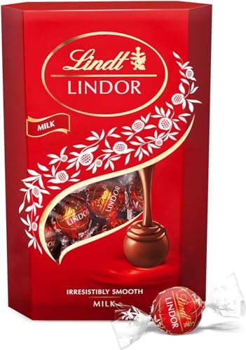 Lindt - Cornet LINDOR - Chocolat au Lait - Cœur fondant - Idéal pour Noël, 200g