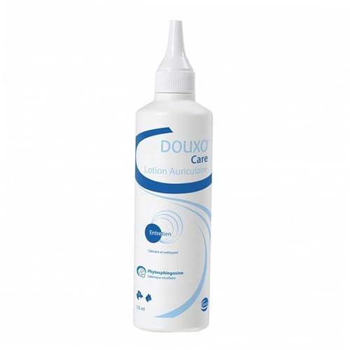 DOUXO CARE Lotion auriculaire micellaire pour un nettoyage régulier des oreilles des chiens et des chats, 125ml