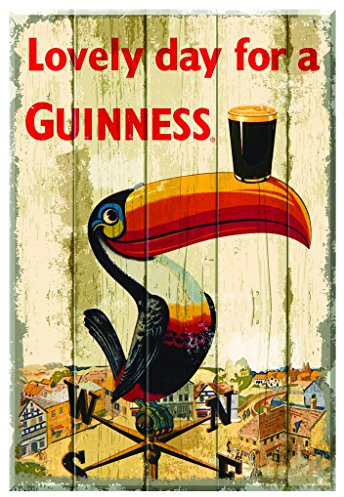 Guinness Nostalgic Wooden Sign With Toucan On Weathervane Design