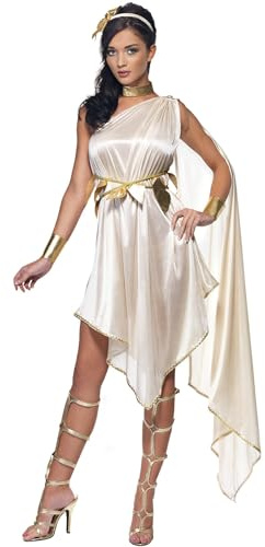 Fever, Damen Göttin Kostüm, Kleid, Gürtel, Armmanschetten, Halsband und Haarreif, Transparent