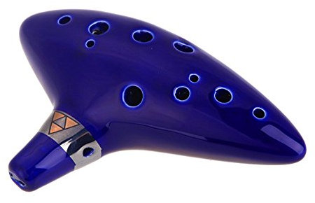 AFUNTA 12 Loch Ocarina Keramik Alto C Legend of Zelda Ocarina Flöte mit Liederbuch (Umhängeband für Kabel zufällige Farbe) - Blau