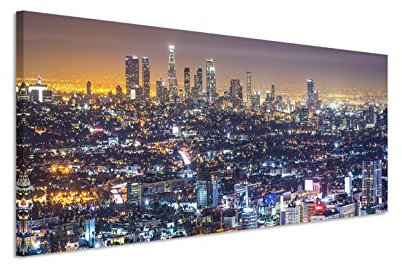 Paul Sinus Art 150 x 50 cm Toile sur châssis Veilleuse Los Angeles Skyline sur Toile comme panoramique