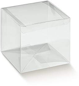 Fausto 10 STÜCK Gastgeschenk Kartonage AUTOMATICO Trasparente, transparent, 90 x 90 x 90, Geschenkschachtel Verpackung für Gastgeschenke Hochzeitsmandeln Pralinenschachtel