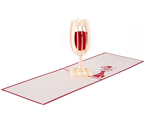 Sektglas - Klappkarte / 3D Pop-Up Karte - Geburtstagskarte, Grußkarte, Geldgeschenk, Glückwunschkarte, Einladungskarte zum Geburtstag, zu einer Feier oder zum Essen