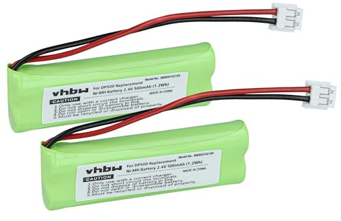 vhbw 2X NI-MH Akku 500mAh kompatibel mit Telefon Medion MD83242 | MD83282 ersetzt VT50AAAALH2BMJZ, GP1010, GPHC05RN01. (2.4V)
