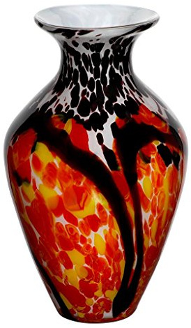 Blumenvase Bouquet Vase Glas Vase Goa Schwarz Gelb Rot 37 cm Tischvase Tischdeko Hochzeitdeko