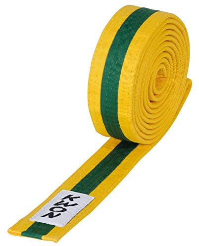 Budogürtel Judo mehrfarbig, versch. Längen (gelb/grün/gelb, 320)