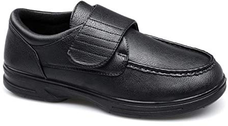 Dr Keller Tony Mens Touch Fasten Bar Comfort Wide Fit Shoes Black UK 8