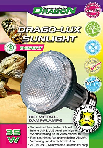 DRAGO-LUX Sunlight DESERT 35w - Metalldampflampe für E27 Fassung mit UVA und UVB Strahlung