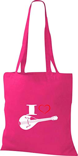 Shirtstown Pochette en tissu Musique I Love Mandoline - - fuchsia,