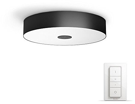 Philips Hue White Ambiance Fair - Plafón Negro LED con Mando, Iluminación Inteligente, Compatible con Amazon Alexa, Apple HomeKit y Google Assistant