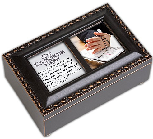 Kommunion Gebet Rosenkranz Boy klein schwarz mit gold trim Rosenkranz Musik Box spielt Händel 's Halleluja