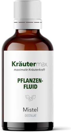 Kräutermax Mistel Tropfen 1 x 50 ml, Pflanzen Fluid Destillat nach Paracelsus, ideale Ergänzung zu Tee, Extrakt flüssig, Tinktur, Kapseln, Tabletten - Vegan