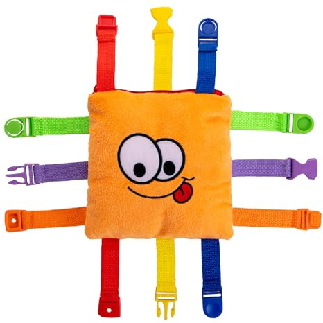 Buckle Toys - Bizzy Square - Learning Activity Toy - Develop Motor Skills and Problem Solving - Easy Travel Toy - Occupational Therapy Toy