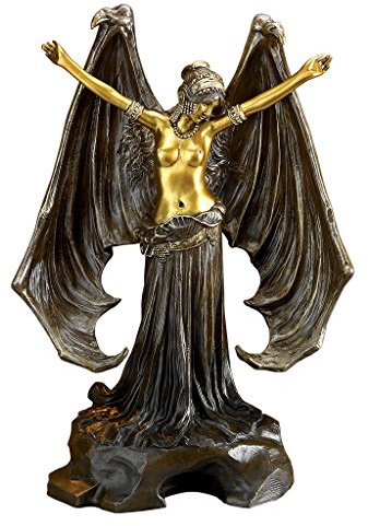 Design Toscano Dunkle Engelsfigur Geliebte der Nacht, bronze, 12,5 x 24 x 33 cm, QS34759