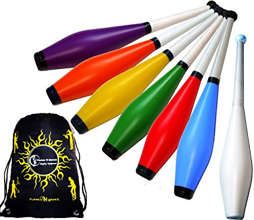 3X Trainer Massues De Jonglage (13 Options de Couleur) Formation Jonglerie Massues + Flames N Games Sac de Voyage! Massues Débutants pour Les Enfants et Les Adultes! (Vert/Violet/Rouge)