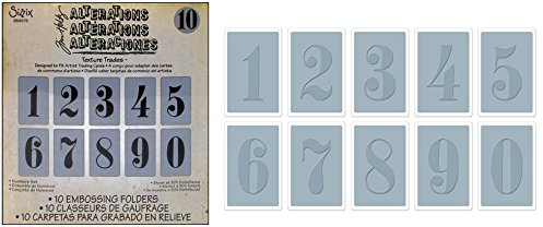 Sizzix Numbers Set by Tim Holtz Texture Trades Embossing Folders, Pack of 10, Multi-Color