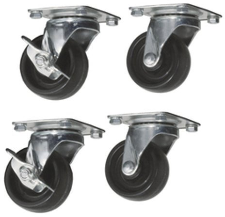 Kabalo Set of 4 x Swivel Heavy Duty BLACK RUBBER 50mm (2 inch) Castor/Caster Wheels (2 x standard, 2 x brake), Load capacity 40kg per wheel