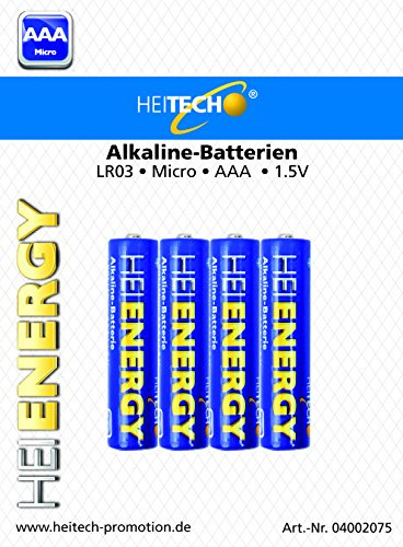 Heitech 04002075 - Batterie alcaline Micro AAA, confezione da 4, colore: Blu