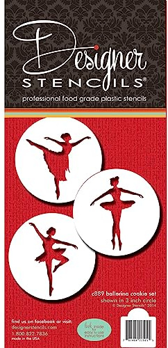 Designer Stencils Ballerina Cookie Stencil Set, Beige/Semi-Transparent, fits 3 inch circle
