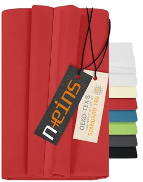npluseins Betttuch - Haustuch - Bettlaken - aus 100% Baumwolle in 7 ausgesuchten Farben - Laken ohne Gummizug - Einheitsgröße von ca. 150 x 250 cm, rot
