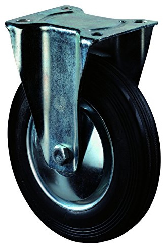 BS Rollen Transport-Bockrolle, Anschraubplatte, Gummirad, Stahl Radkörper, 200 mm, schwarz, L410.B55.201