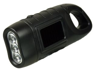 PowerPlus Seepferdchen Dynamo Solar 3 LED Taschenlampe, Stahl, schwarz