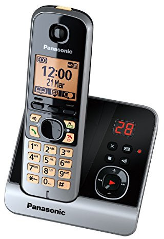 Panasonic KX-TG6721GB Schnurlostelefon (4,6 cm (1,8 Zoll) Display, Smart-Taste, Freisprechen, Anrufbeantworter) schwarz/silber