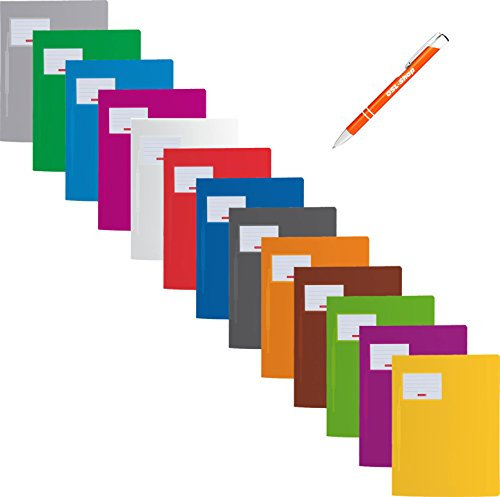 13 Schnellhefter Hartfolie extra stark 0,6mm farbig sortiert Brunnen inkl. OSL-Shop - Kugelschreiber