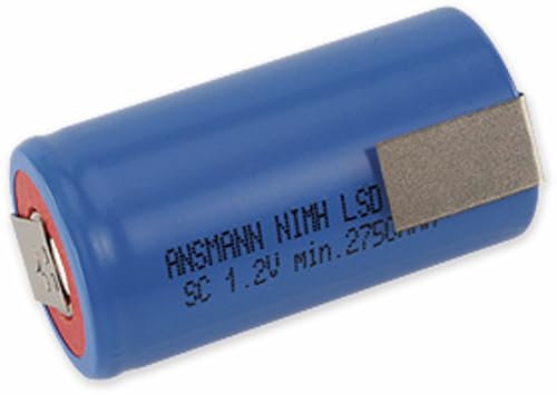 ANSMANN Sub-C Zelle Akku 3000 mAh mit Z-Lötfahne und sehr geringer Selbstentladung, wiederaufladbare Batterie für Industrie, Modellbau, Taschenlampen, etc. Hohe Zyklenfestigkeit, schwermetallfrei