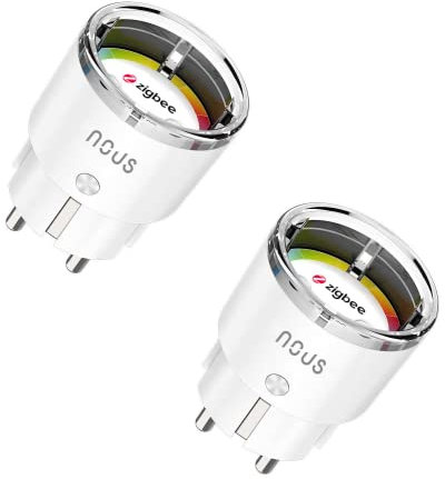 ZigBee Prise Connectée Nous A1Z, Prises Connectées et Intelligentes, 10A, Telecommande Sans Fil avec Mesure Consommation Electrique, Compatible Alexa, Hue Bridge, Home Assistant, Tuya, 2MQTT