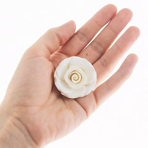 Global Sugar Art Premium Rose Edible Sugar Cake Flowers, White Medium Unwired, 25 Count by Chef Alan Tetreault