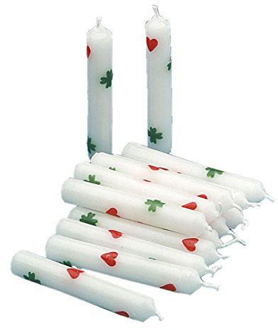 TIB Heyne 30 Geburtstagskerzen ca. 8,5 cm hoch mit Kleeblättern und Herzen verziehrt