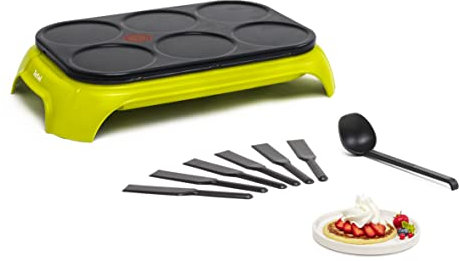 Tefal Crep'Party Colormania PY559312 Crepera, 1000 W, Revestimiento Antiadherente/Termoplástico, Verde/Negro