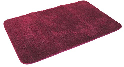 Kinzler J-10007/13 hochwertige Mikrofaser Badematte Uni, 70x120 cm, flusenfrei, pflegeleicht, Bordeaux