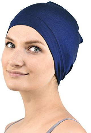Jasmine Silk Bamboo Sleep Cap - Suitable for Chemo & Hair Loss (Navy)