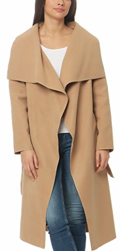 Malito Long Manteau avec Cascade-Design Gilet Veste Enrouler Boléro 3040 Femme One Size (Camel)