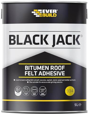 Everbuild Black Jack 904 Roof Felt Adhesive – High Strength – Black – 5 Litre
