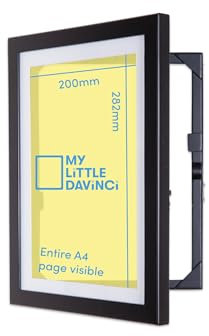 My Little DaVinci Wooden Picture Frame for 50 Artworks | Display or Hang Your Kids Artwork (Black, A4)