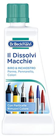 Dr. Beckmann Il Dissolvi Macchie Biro & Inchiostro | Lo smacchiatore specifico contro le macchie di inchiostro di biro, penne a sfera e molto altro | 50 ml