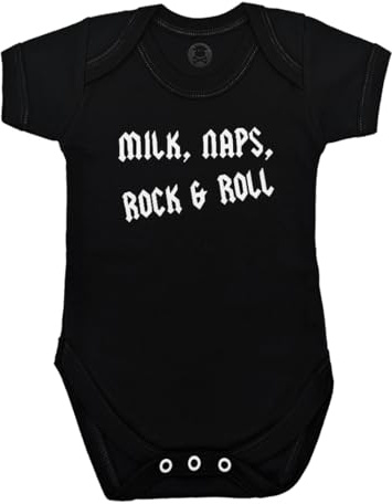 Baby Moo's Rock Body en métal pour garçons ou filles | 1 gilet lait, siestes, rock & roll – Cadeau de fête prénatale, jumeau, nouveaux parents ou 1er anniversaire (6 à 12 mois)