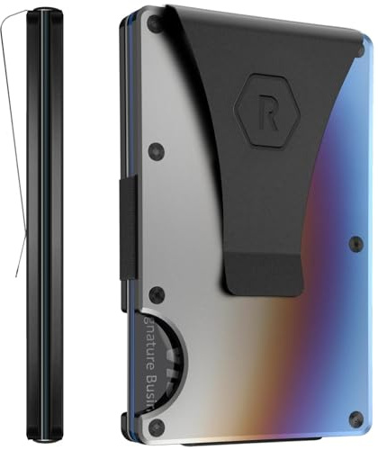 The Ridge Wallet for Men, Rail-Thin, Minimalist Aesthetic, Holds up to 12 Cards, RFID Secure, Blocks Chip Readers, Titanium Wallet with Money Clip (Burnt Titanium)