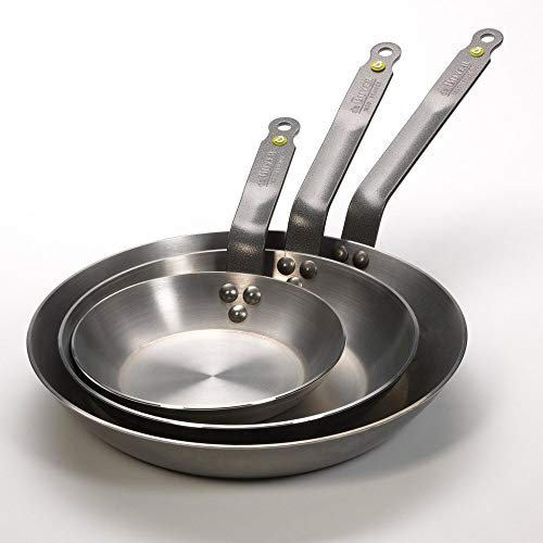 de Buyer Mineral Pan, Fry Pan - Set of 3 (includes: 8, 10, 12) - Mineral by De Buyer