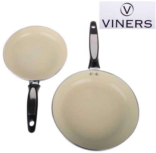 Viners 2-Piece Ceramic Interior Frying Pan Set, Black