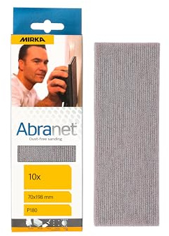 Mirka Abranet slipband med nät 70x198 mm kardborreband/korn P180 / 10 st/för slipning av trä, spackel, lack, plast / AE150F1018